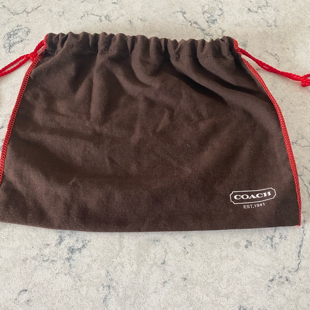 Vintage Coach Bag Brown Leather Classic C Print Lining Original Dust Bag - Picture 3 of 14
